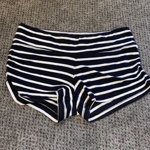 Black and white striped shorts